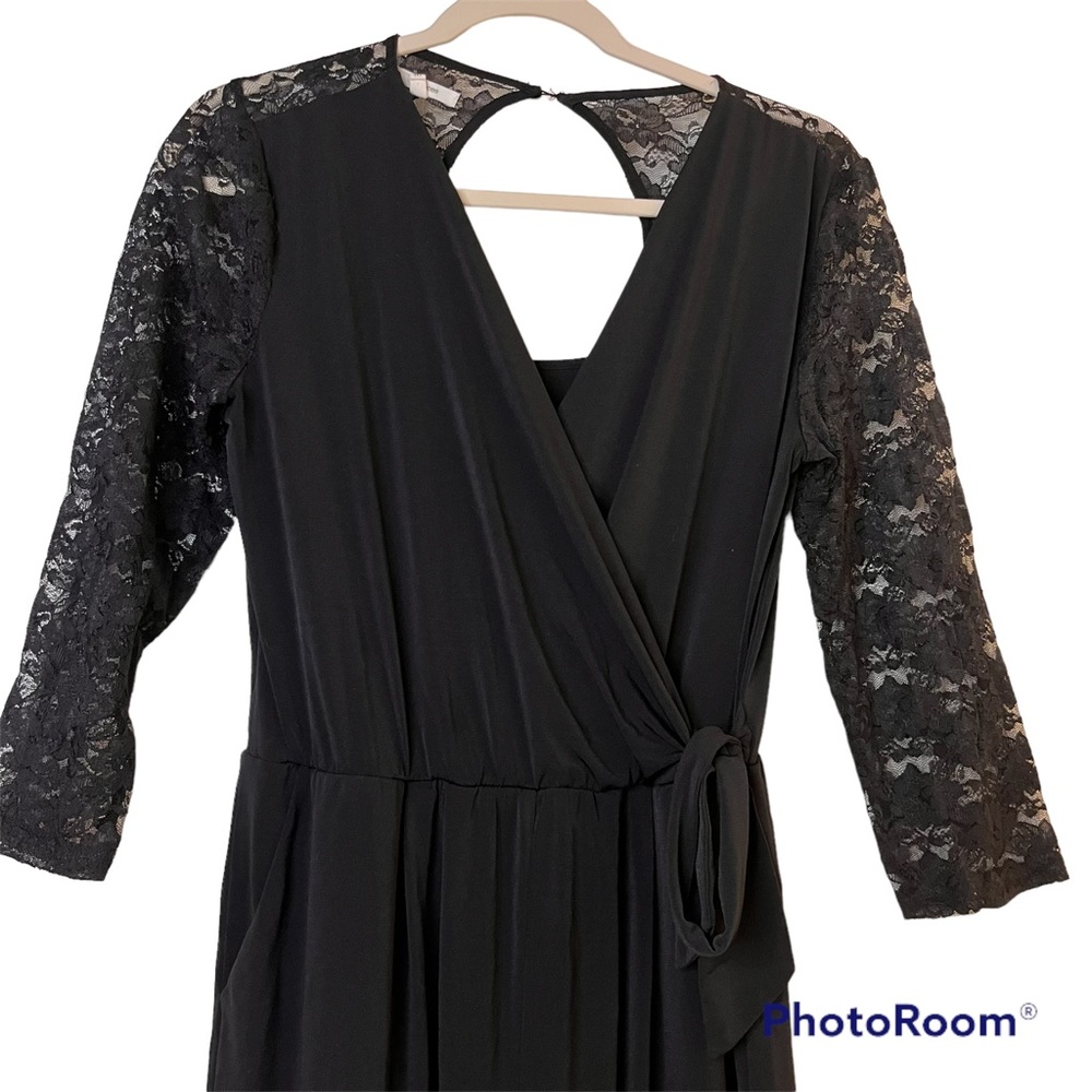Black Lace Sleeve Jumpsuit